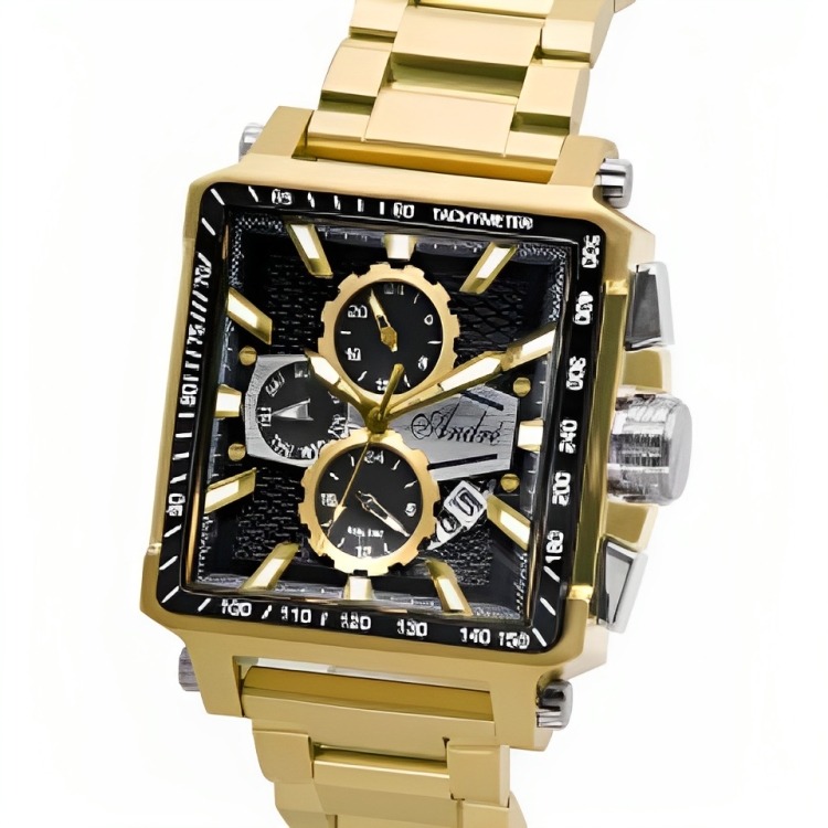 Reloj Caballero Deportivo Cuadrado Color Dorado Andre 3-3380H